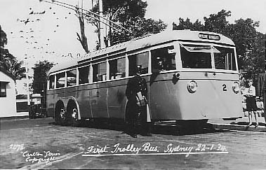 No 2078 First Trolleybus Sydney 22 January 1934