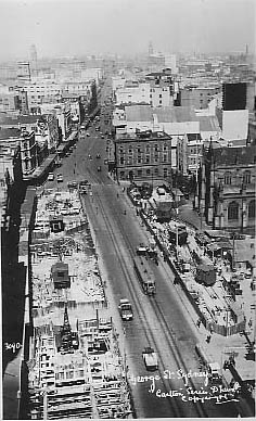 No 3090 George St Sydney (at town Hall looking south showing underground railway construction)